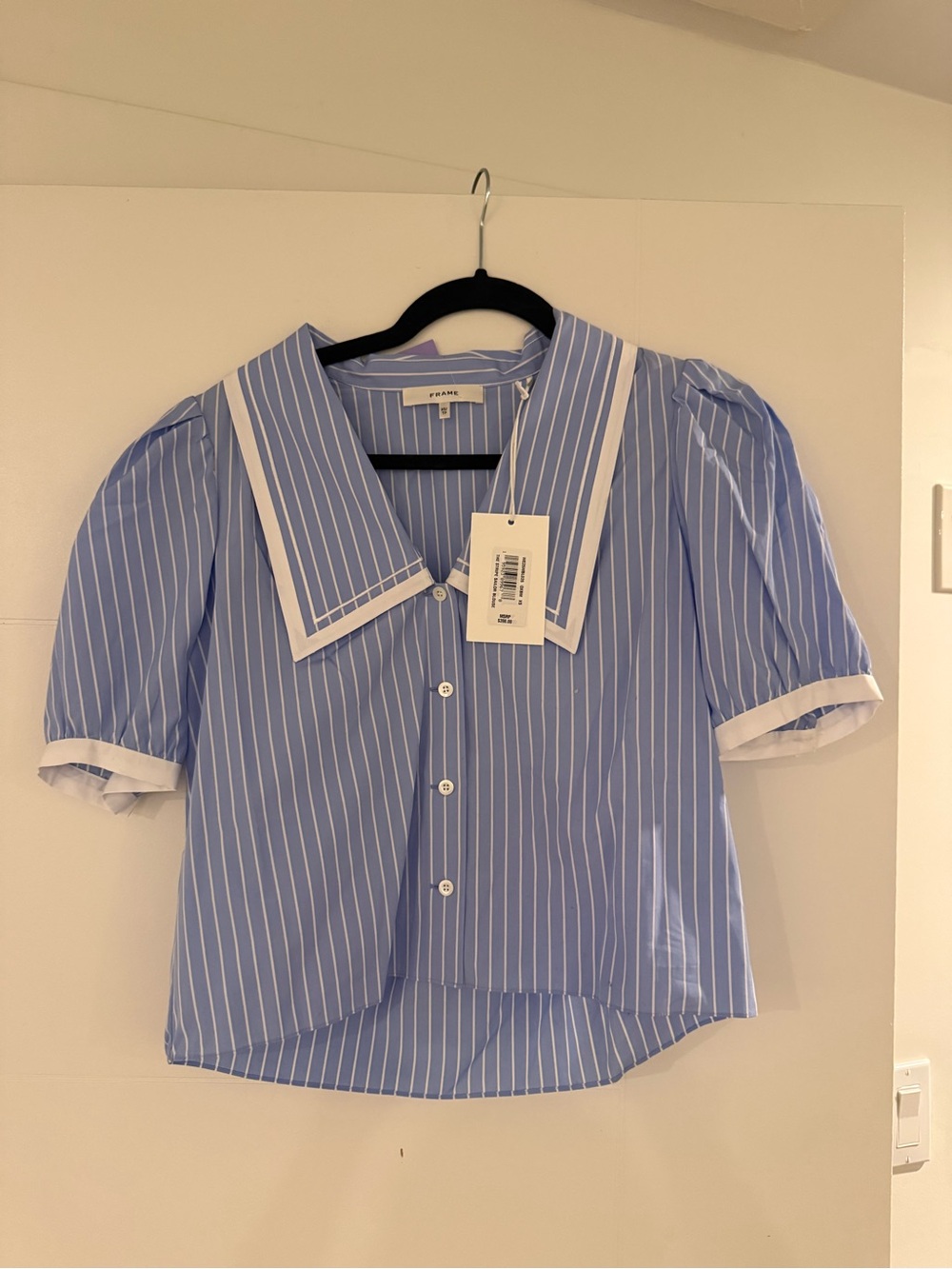 Frame Blue Stripe Sailor Collar Blouse NWT